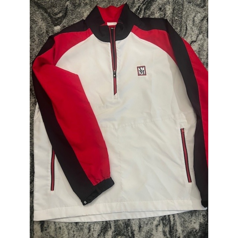 FootJoy Pullover Windbreaker Mens Medium White Red Black Colorblock Quarter Zip